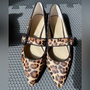 Ann Taylor Fur Shoes Leopard Print Flats